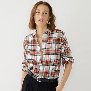 J.Crew Classic-fit flannel shirt in Snowy Stewart tartan, size 12